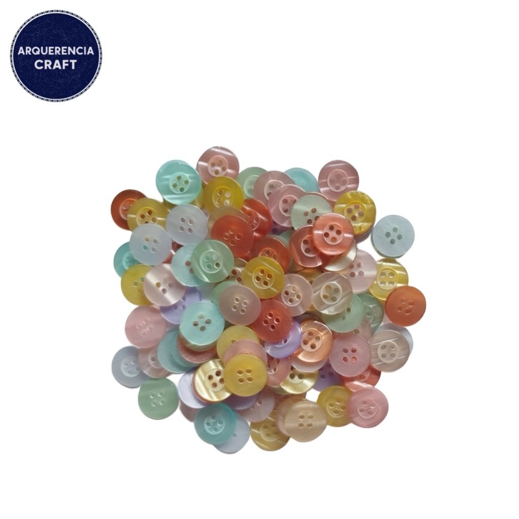 5 Pcs Kancing Hias Jas Plastik Bulat Warna Mix Pastel | Kancing Scrapbook DIY