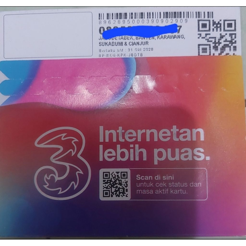 Kartu Perdana Tri 0k Siap Pakai Seluruh Indonesia