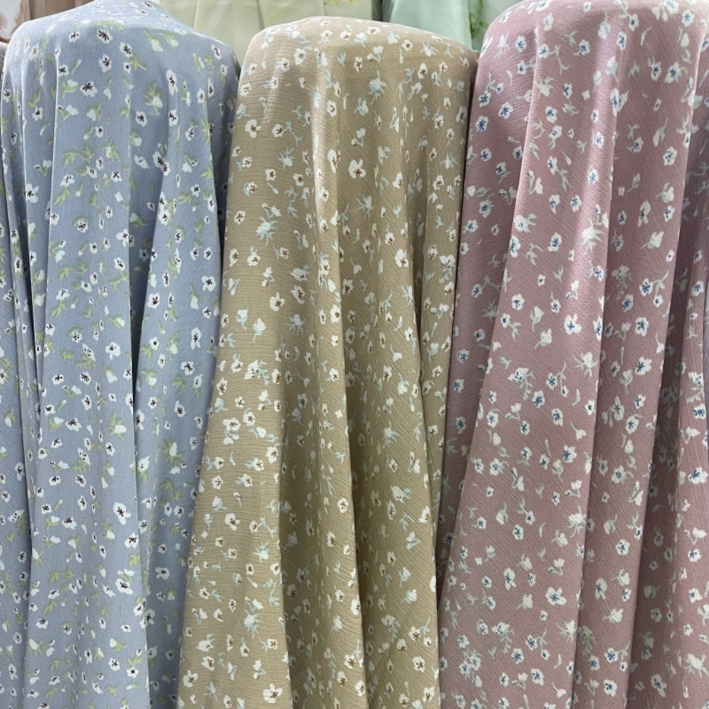 kain crepe crinkle motif bunga kecil premium - kain crepe cringkel - kain Zara crepe - kain crepe ek