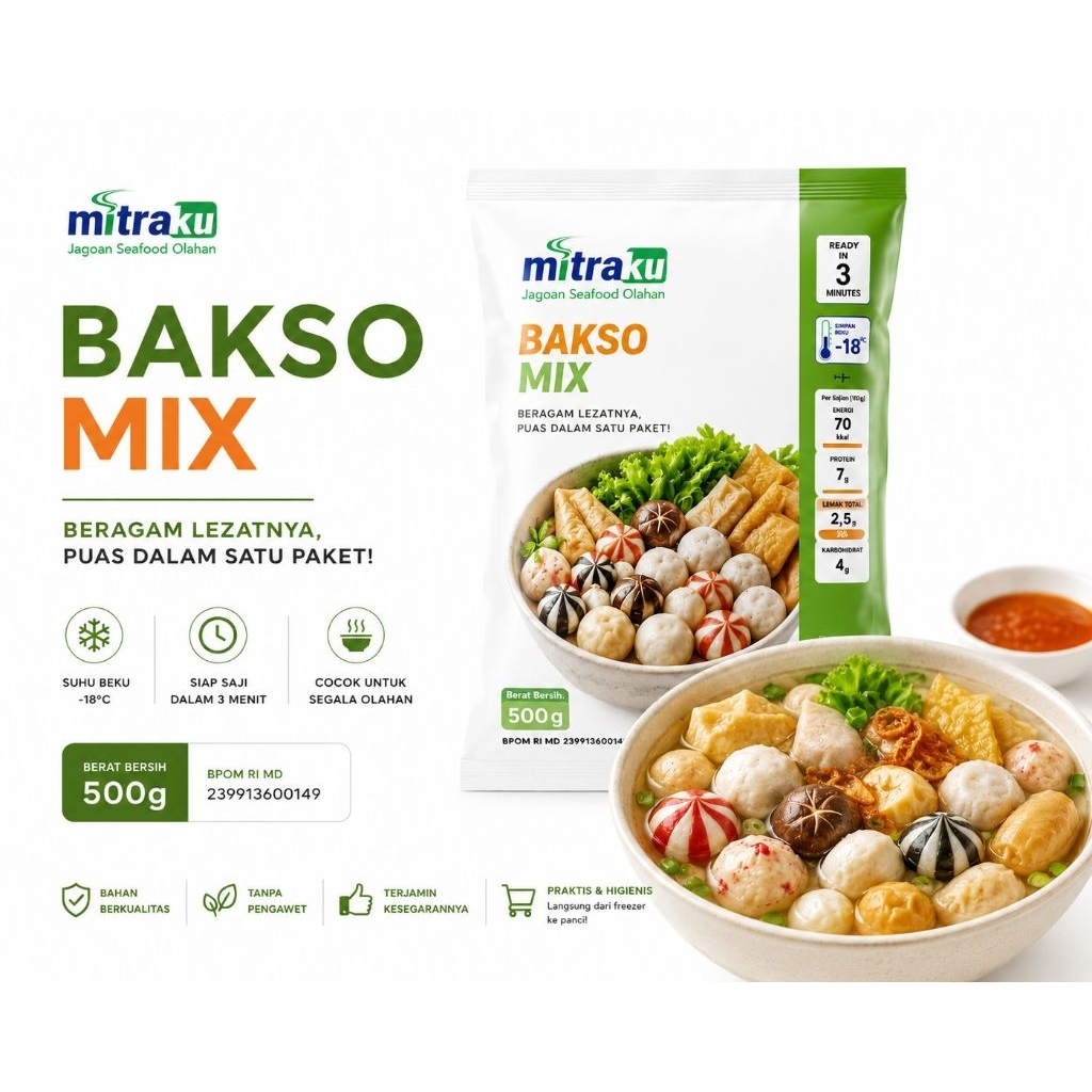 Mitraku Baso Mix Seafood 500 Gr