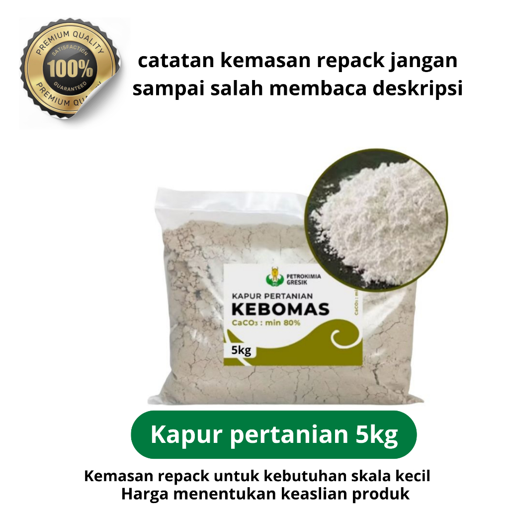 PUPUK KAPUR PERTANIAN KAPTAN DOLOMIT DOLOMITE KEBOMAS REPACK 5 KG
