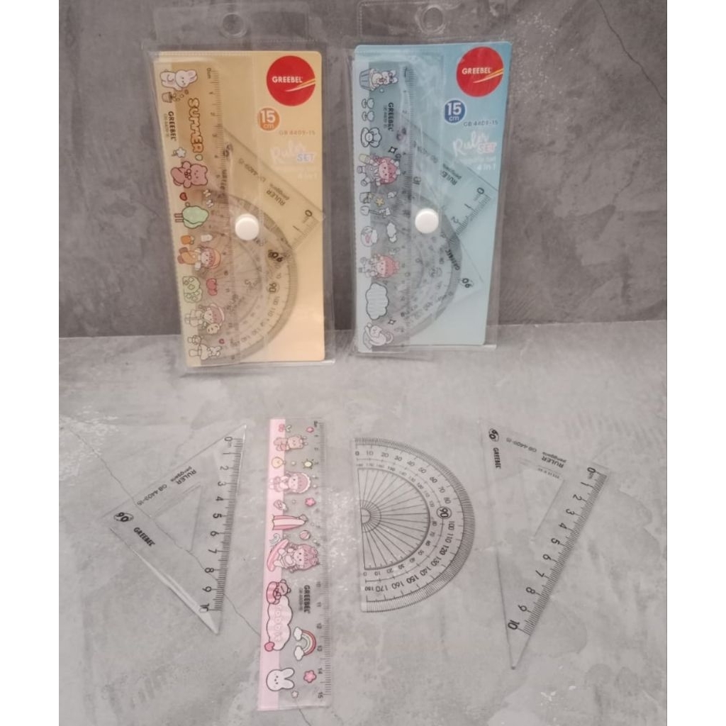 Penggaris Set Isi 4 Greebel / Penggaris Set Karakter