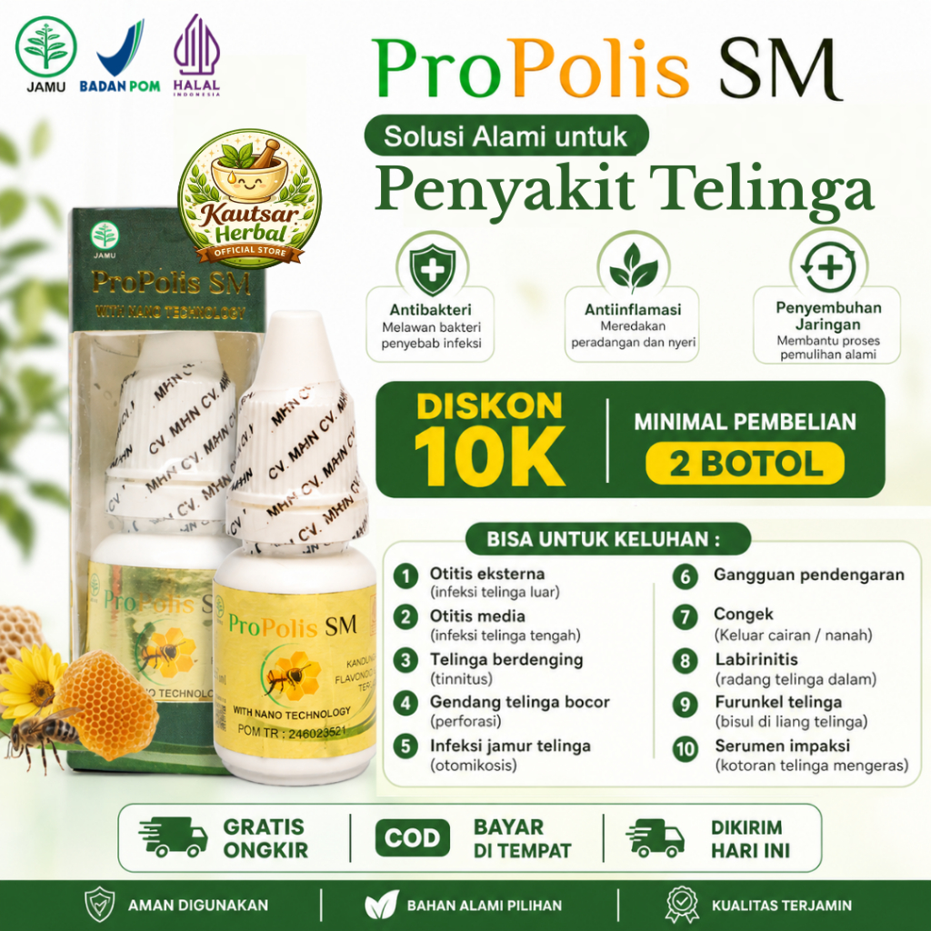 Obat Infeksi Jamur Telinga, Otomikosis, Telinga Gatal Parah, Bau Tidak Sedap, Kotoran Basah, Liang T