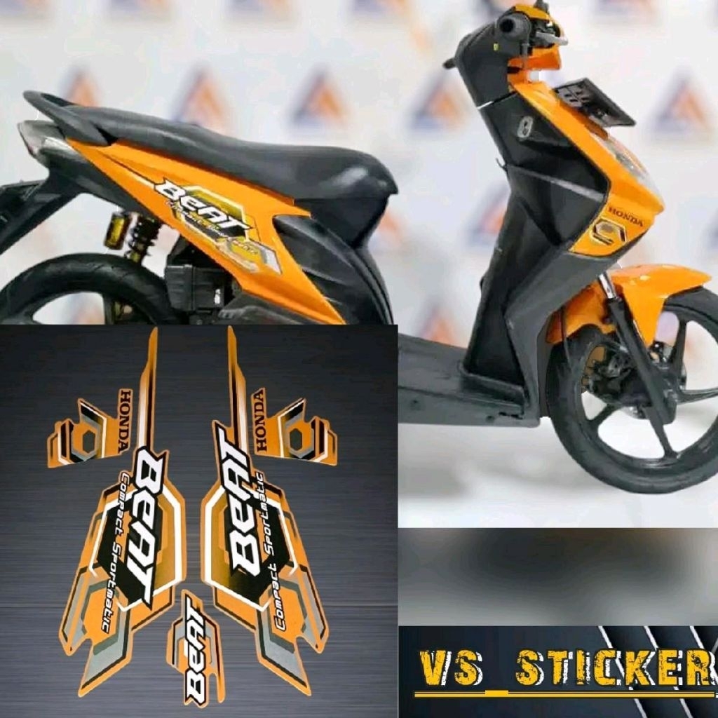 STRIPING STICKER LIST STANDART MOTOR BEAT KARBU 2008 OREN