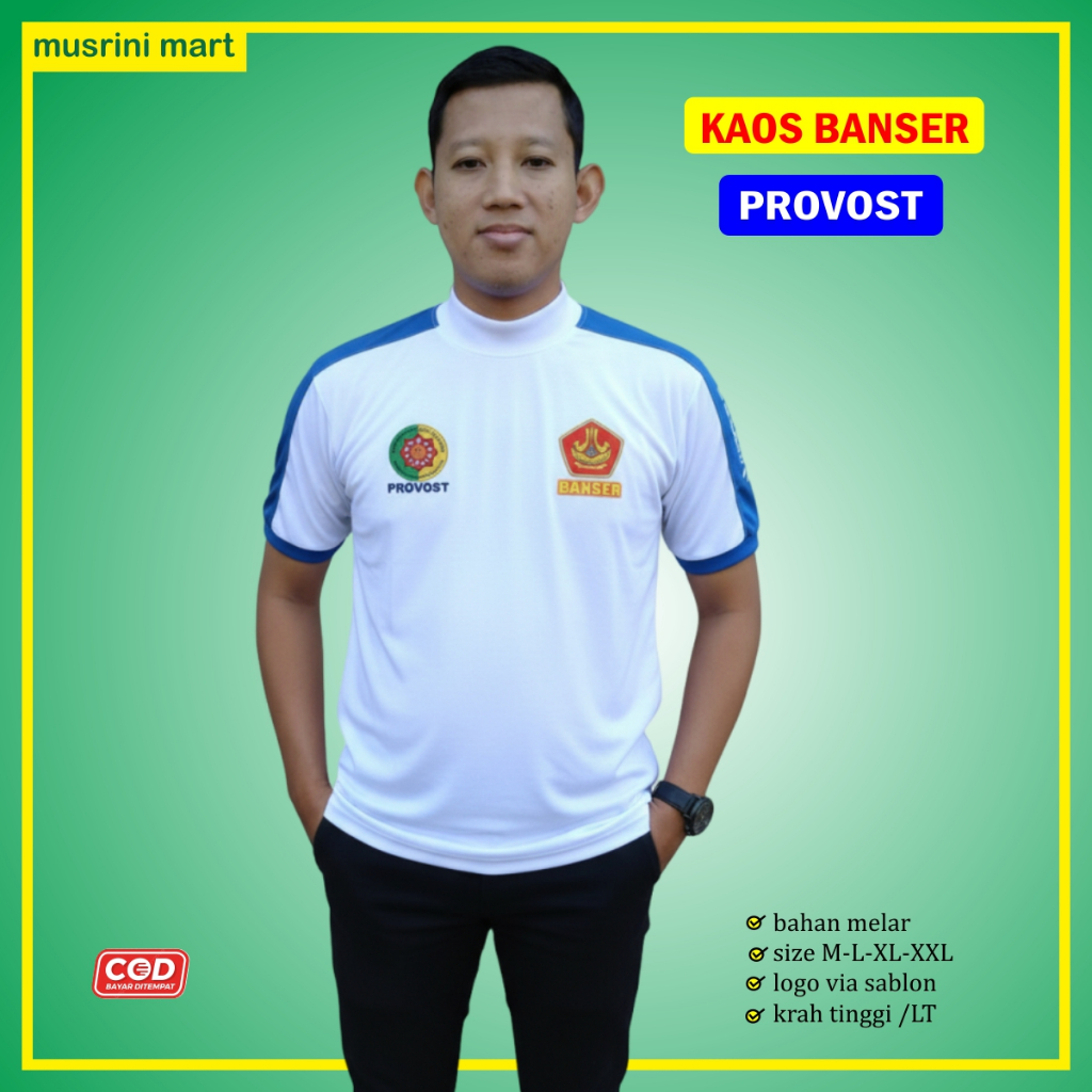 Kaos Banser Provost Model Kombinasi Putih Biru Bagus Murah Musrini Mart