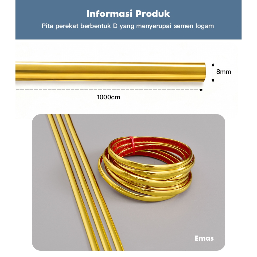 10M List Plat Strip Mirror Gold Silver List Plat Strip Hairline List Plat Strip Hairline StickerStik