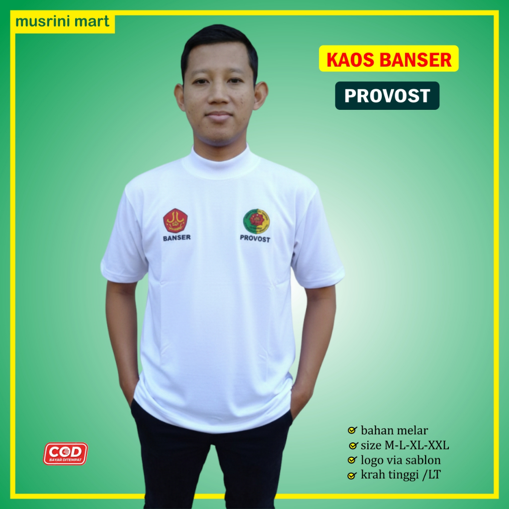 Kaos Banser Provost Putih Krah Tinggi LT Bagus Murah Musrini Mart