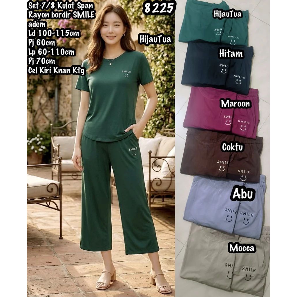 CS 8225 Setelan 7/8 kulot span rayon