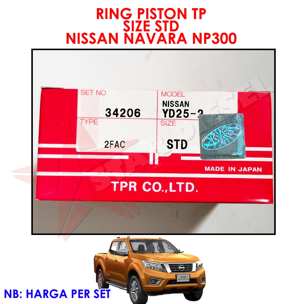 RING PISTON TP SIZE STD NISSAN NAVARA NP300 RING PISTON JEPANG TP NISSAN NAVARA