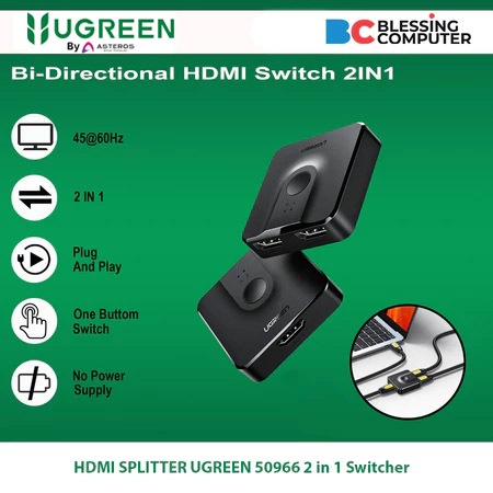 HDMI SPLITTER UGREEN 50966 2 in 1 Switcher
