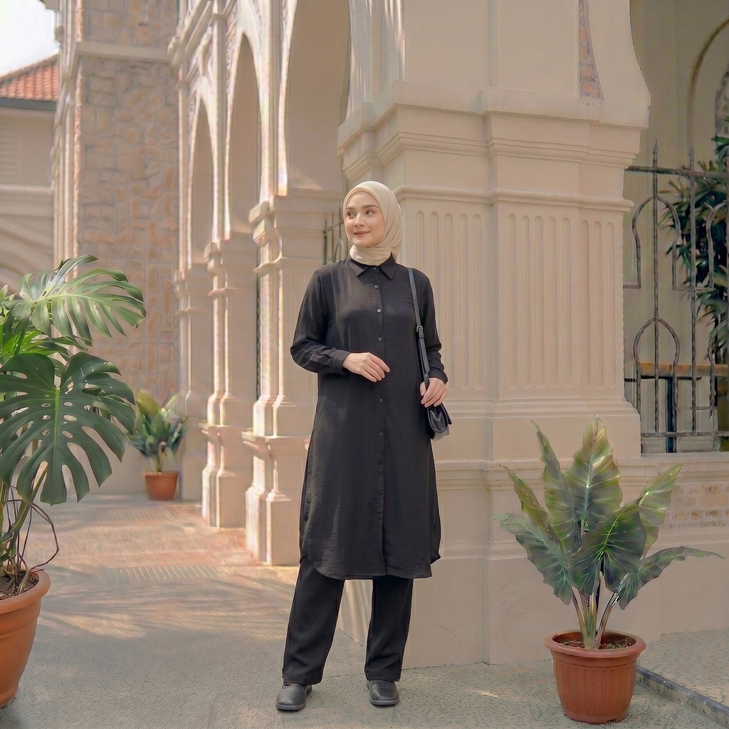 KIRANA Atasan Baju Wanita Crinkle Grace Long Tunik Korea Jumbo
