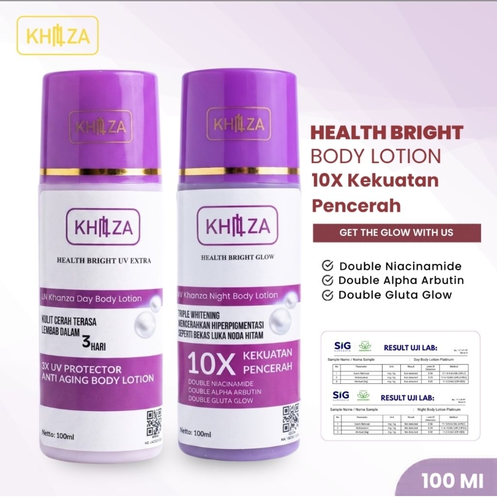 [BPOM] Paket Hb Whitening Lotion Ungu Khanza 10X Kekuatan Pencerah Ampuh