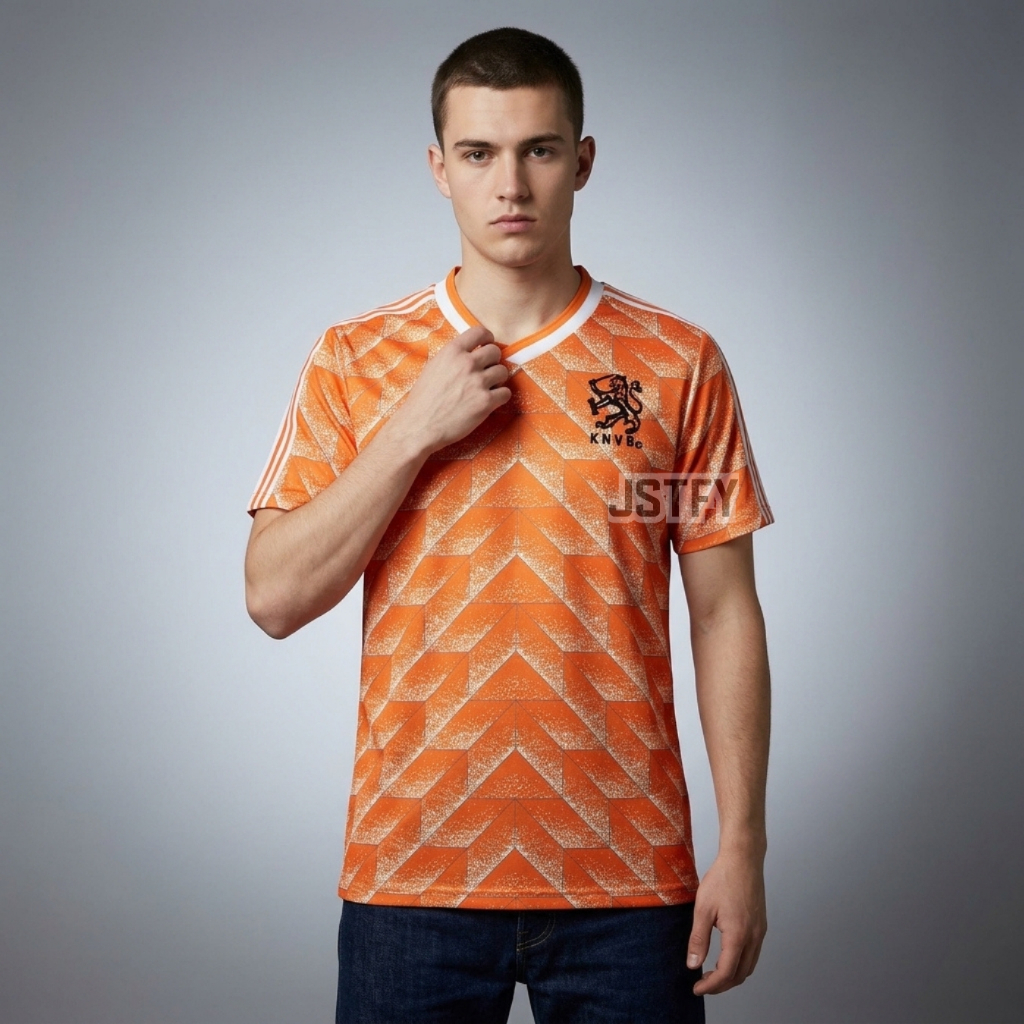 RETRO Jersey Blnd 1988 1989 Home Euro Baju Nthrlnd Bola Jersey Vintage Orange Klasik Classic Pasang 