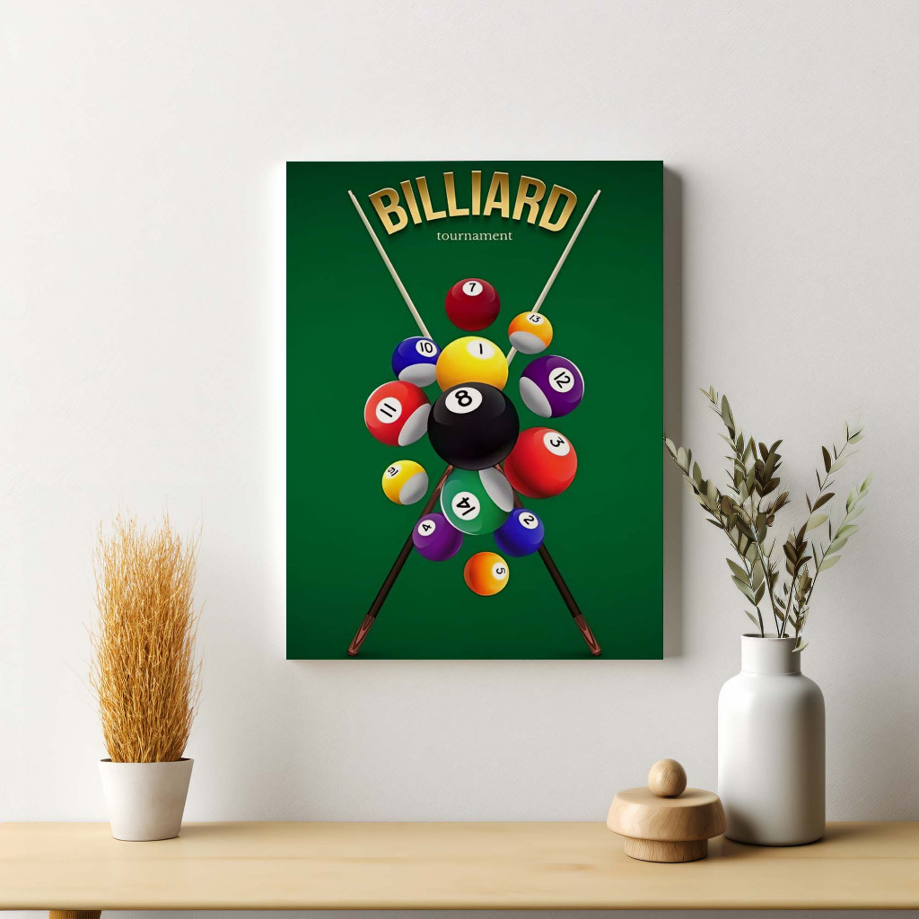 Poster Billiard Bilyard Tournament Dekoratif Dekorasi Dinding Modern Bingkai Kayu