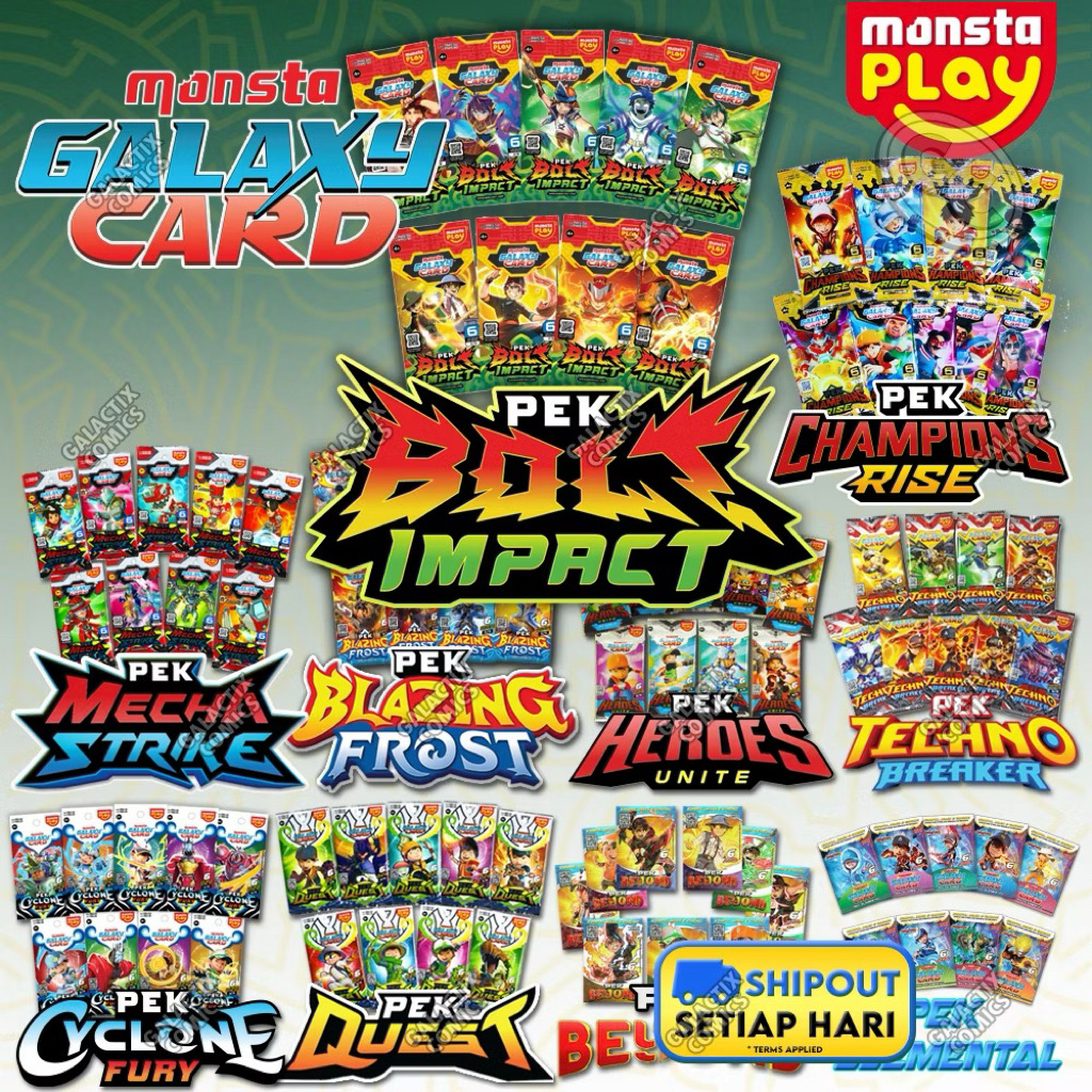 READY STOCKBoBoiBoy Galaxy Card Kad Pek Cyclone Fury Quest Satria Rumble Vortex Beyond Versus Fusion