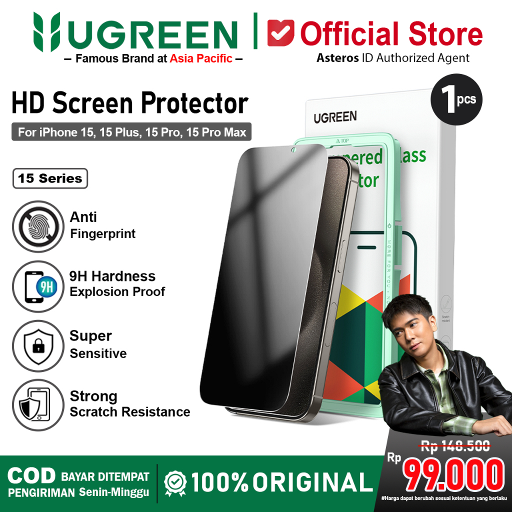 UGREEN Tempered Glass Anti Spy For iPhone 15 15 Pro 15 Pro Max Full Screen Protector