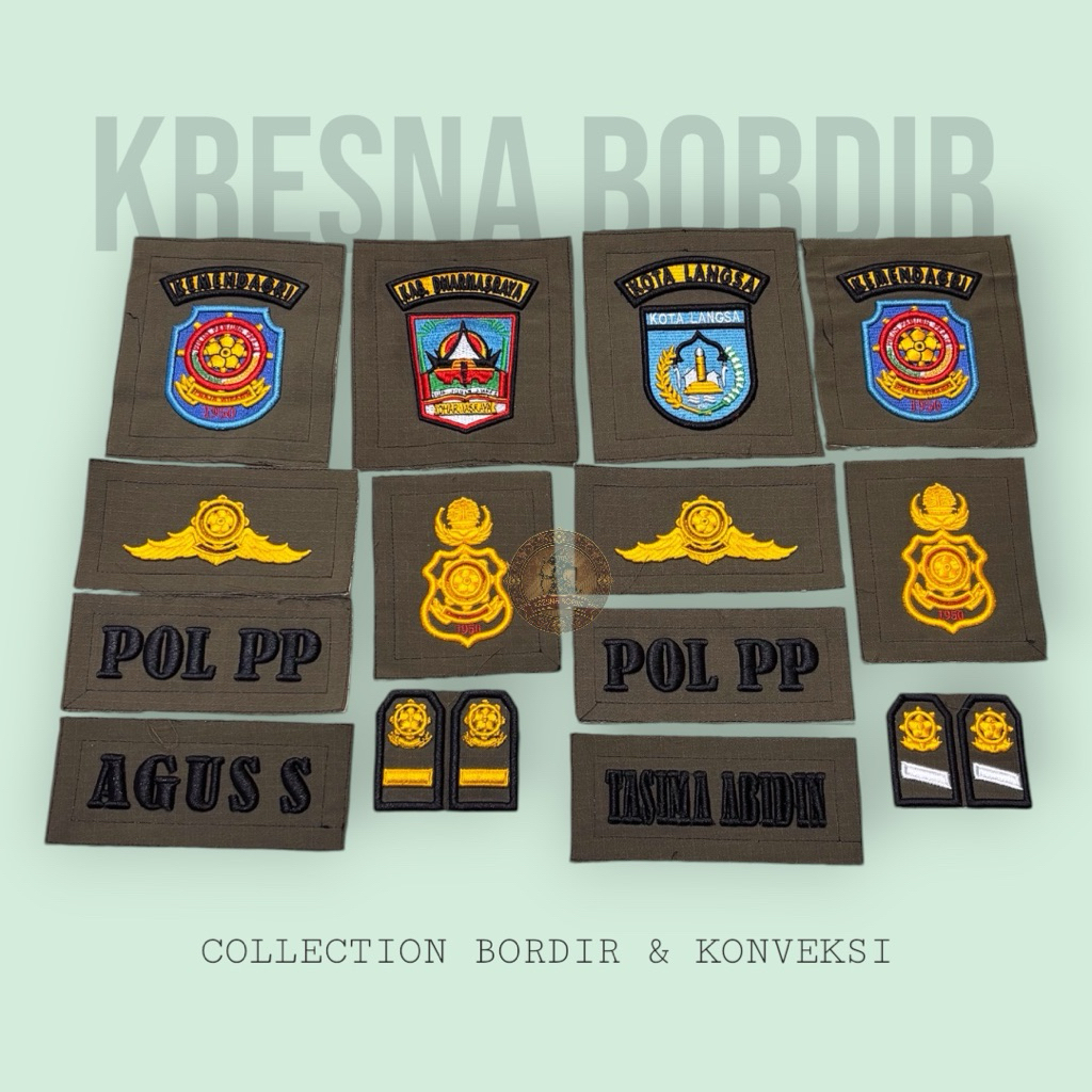 Atribut PDL Luster Pol pp Running/Bordir PDL Satpol pp Timbul Bordir Running Custom/Bordir Running L