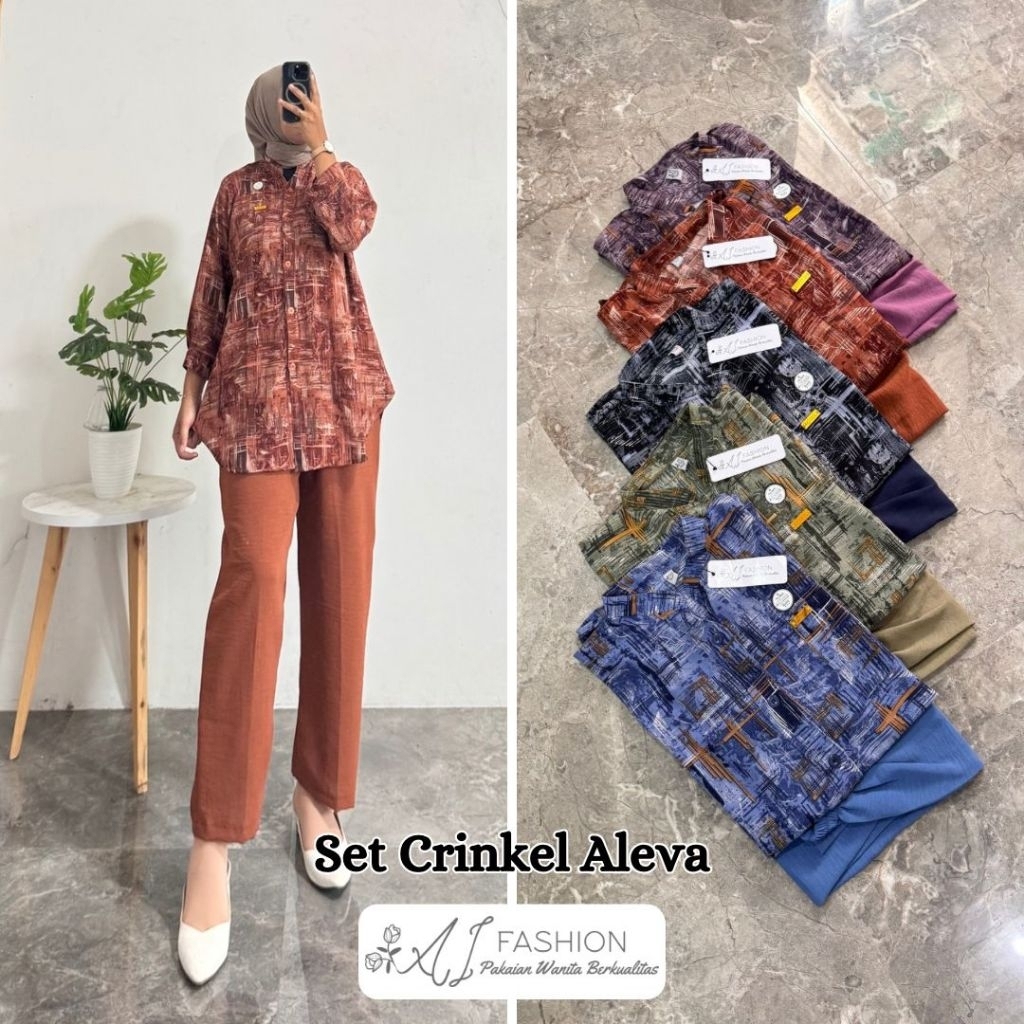 COD || Baju Setelan Wanita Crinkle Jumbo Terbaru || Setelan Crinkle Motif Kombinasi Premium