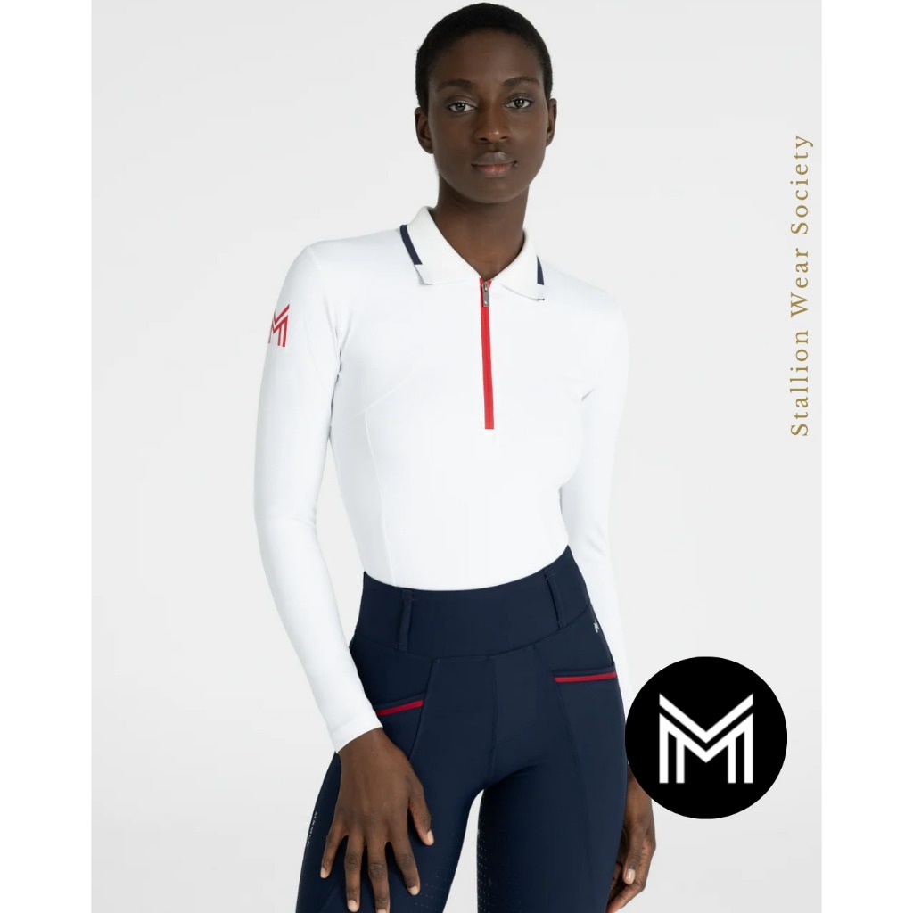 MAXIMILIAN  Concept Long Sleeve Polo Shirt (White)  in XS  Olahraga Berkuda