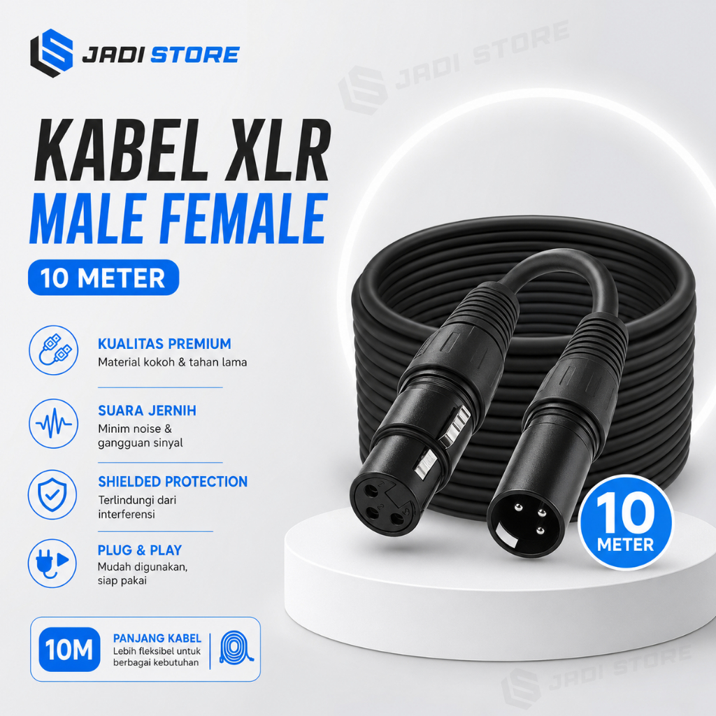 TaffSTUDIO Kabel XLR 10M 10 Meter Kabel XLR Male To Female Kabel XLR Mic Kabel XLR M/F OFC Microphon