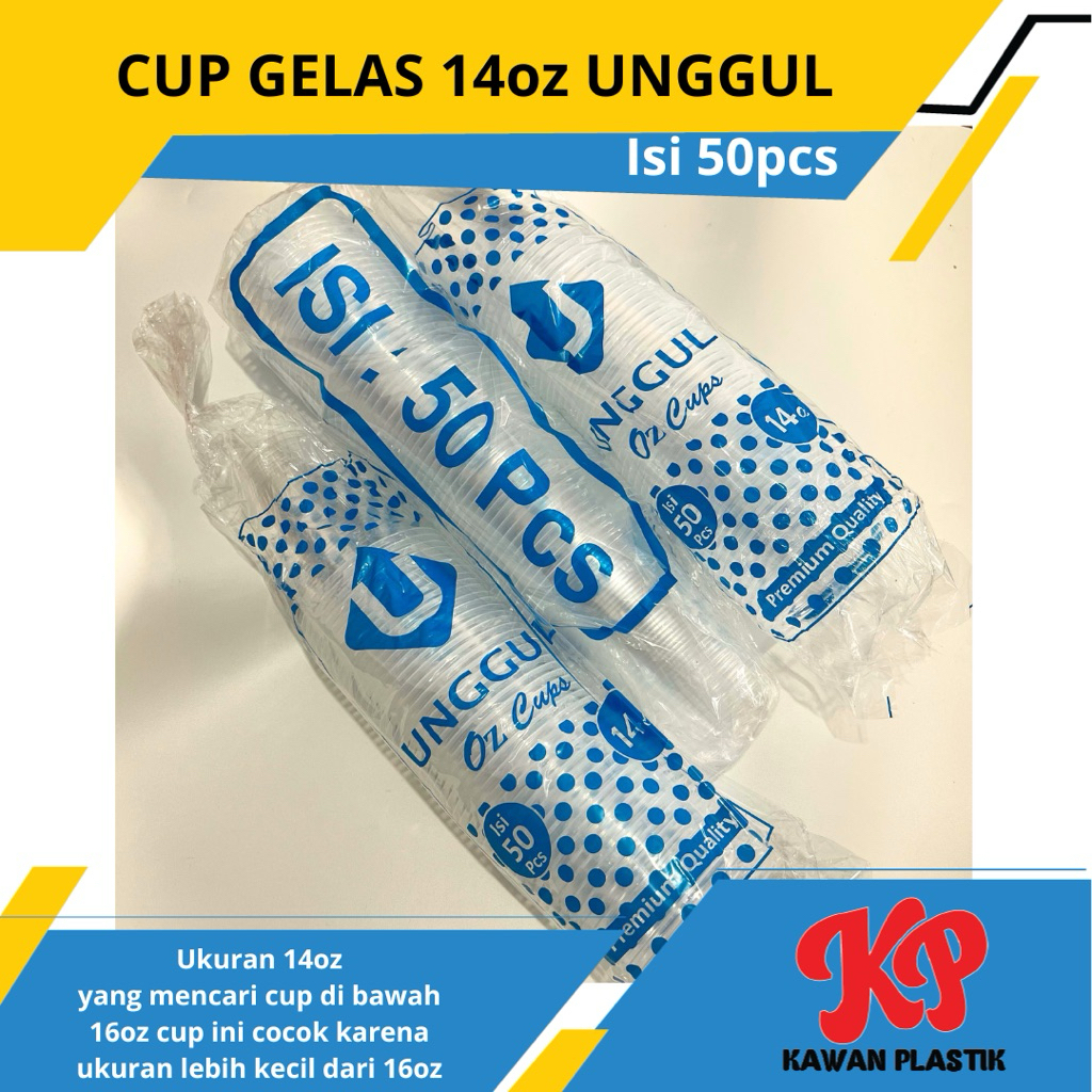 Merchendaisestar (10 Slop 500Pcs) Gelas Plastik Unggul 10 12 14 16 Oz Unggul 16 Oz