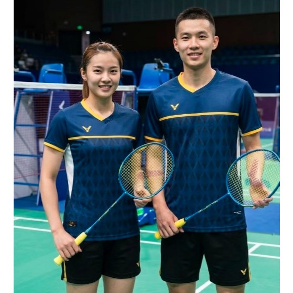 Jersey Badminton Design V22066A Baju Badminton Victory Navy