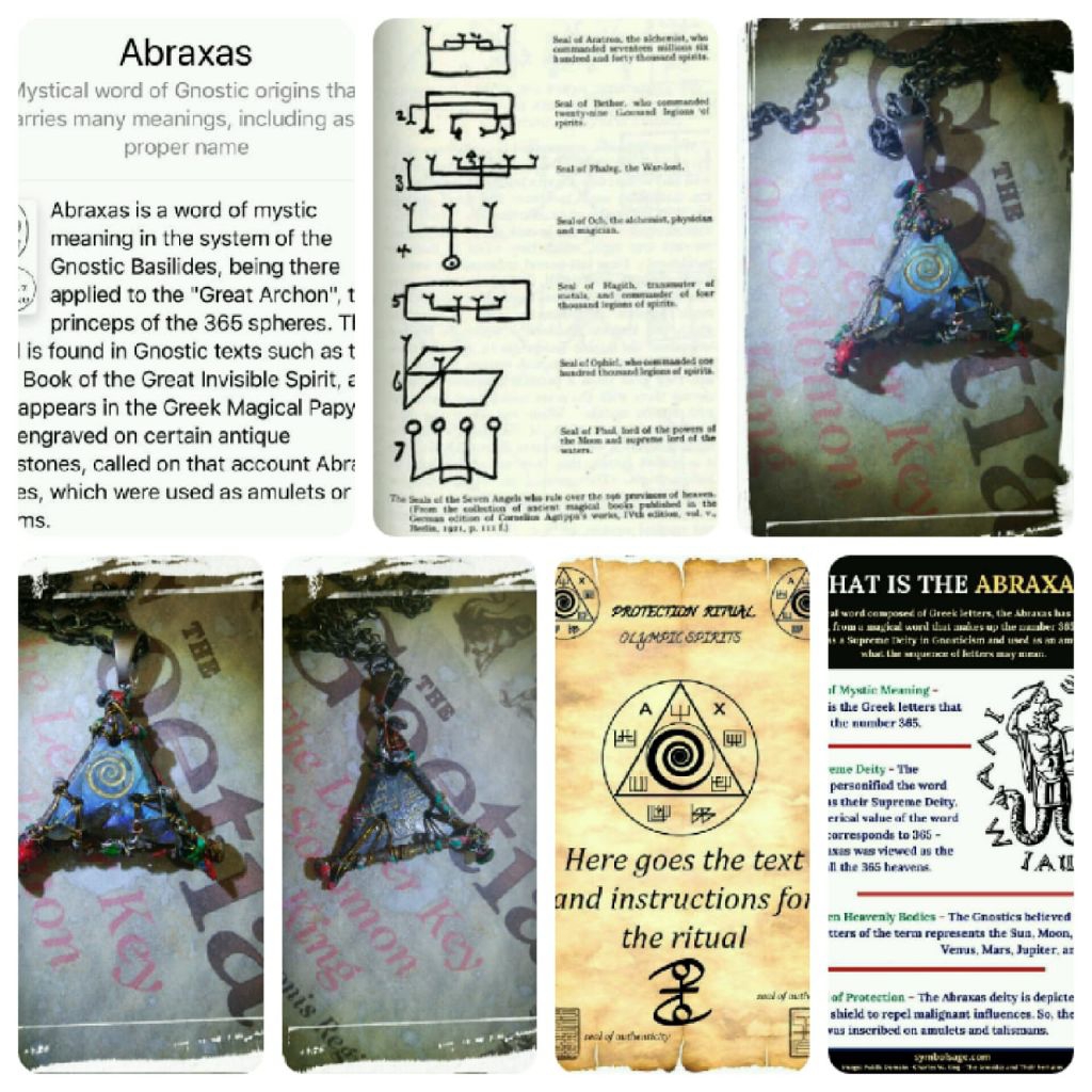 Kalung Liontin Batu Akik Abraxas Spiral 7 Olympic Spirits Esoteris Gnostik Kuno Vintage Gothic Etnik