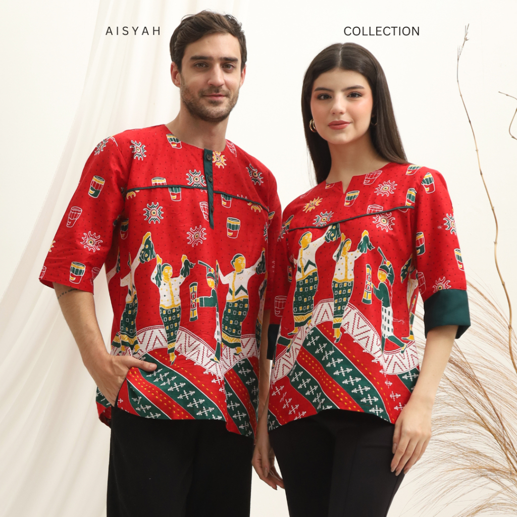 Baju Batik Maluku Katun Motif Etnik | Baju Cele Couple Modern Khas Ambon untuk Kantor & Acara
