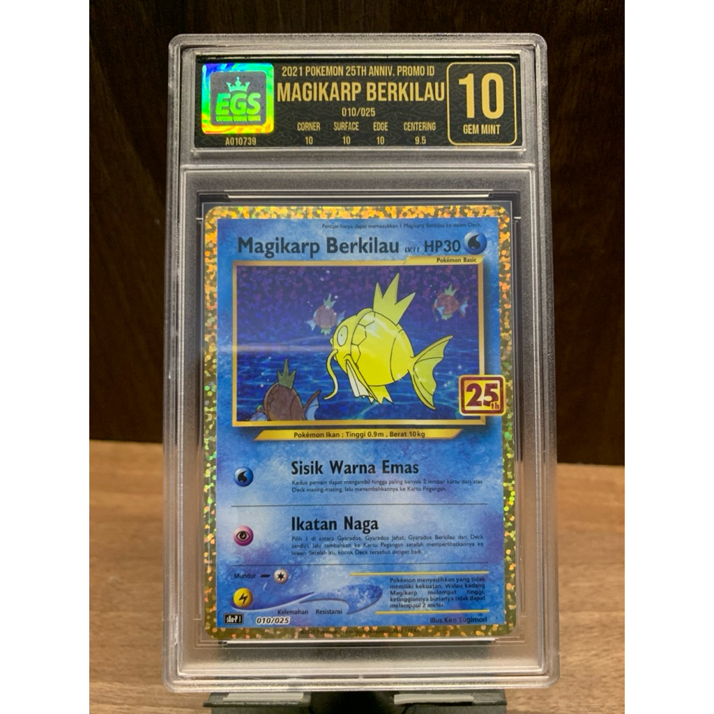 Pokemon TCG Slab “Magikarp Berkilau” Versi indo grading/graded EGS 10 ORI