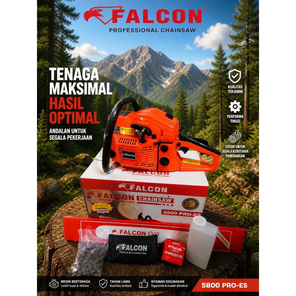 Mesin Chainsaw/Senso FALCON ORIGINAL 5800evo