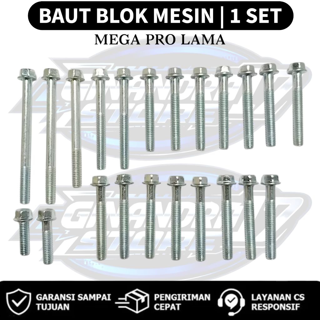 Baut Blok Mesin 1 SET Honda Mega pro / Baut Blok Mesin 1SET Motor Mega pro lama
