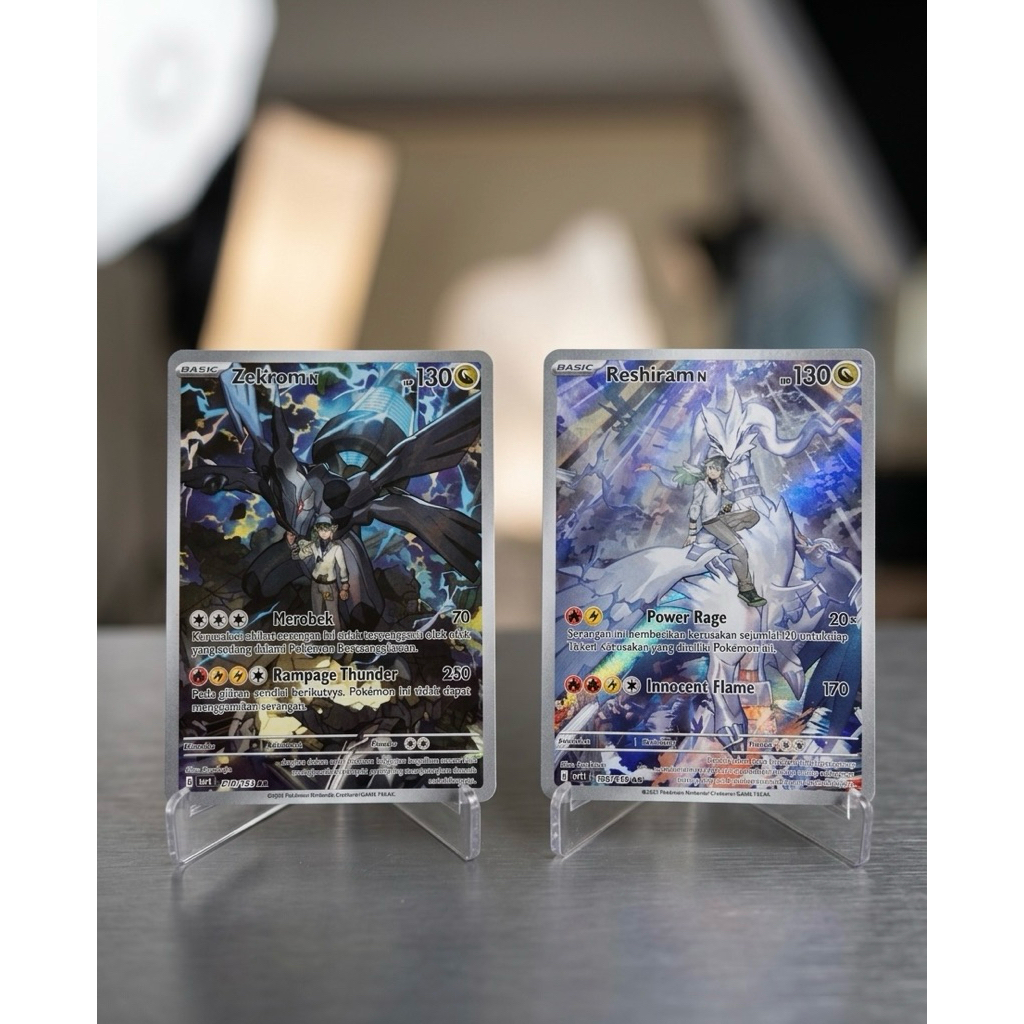 [KOLEKSI LANGKA] Kartu Pokemon Zekrom & Reshiram Art Rare (AR) - Bahasa Indonesia