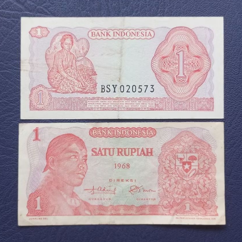 Uang kuno kertas 1 Rupiah Sudirman tahun 1968