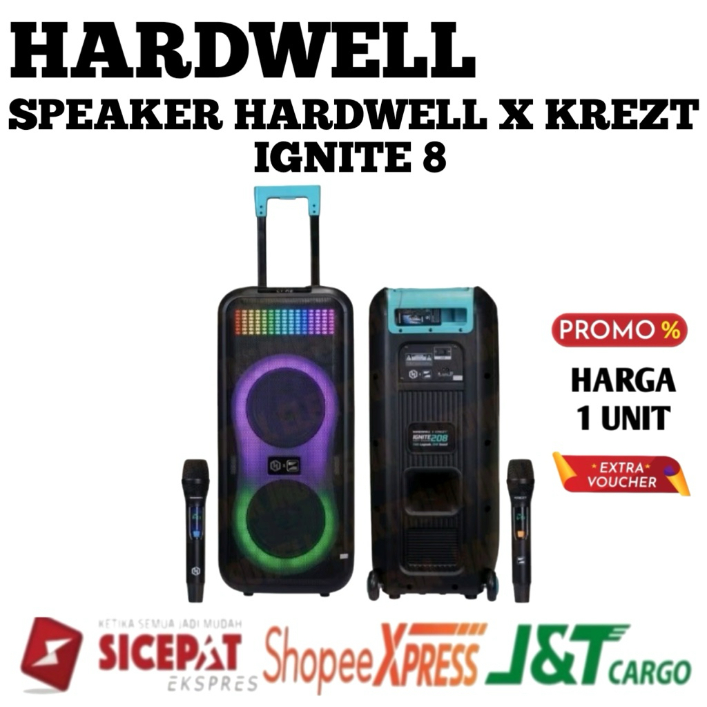 Speaker Portable Hardwell X Krezt Ignite 8 Original Double Speaker 2x8inch