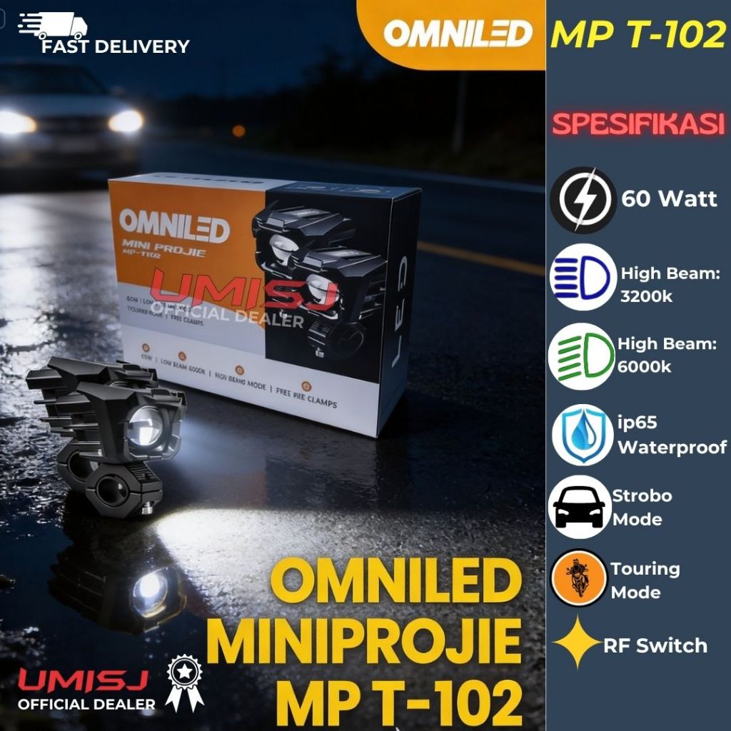 Lampu Mini Proji Omniled MP T-102 / Lampu Motor / Lampu Sorot