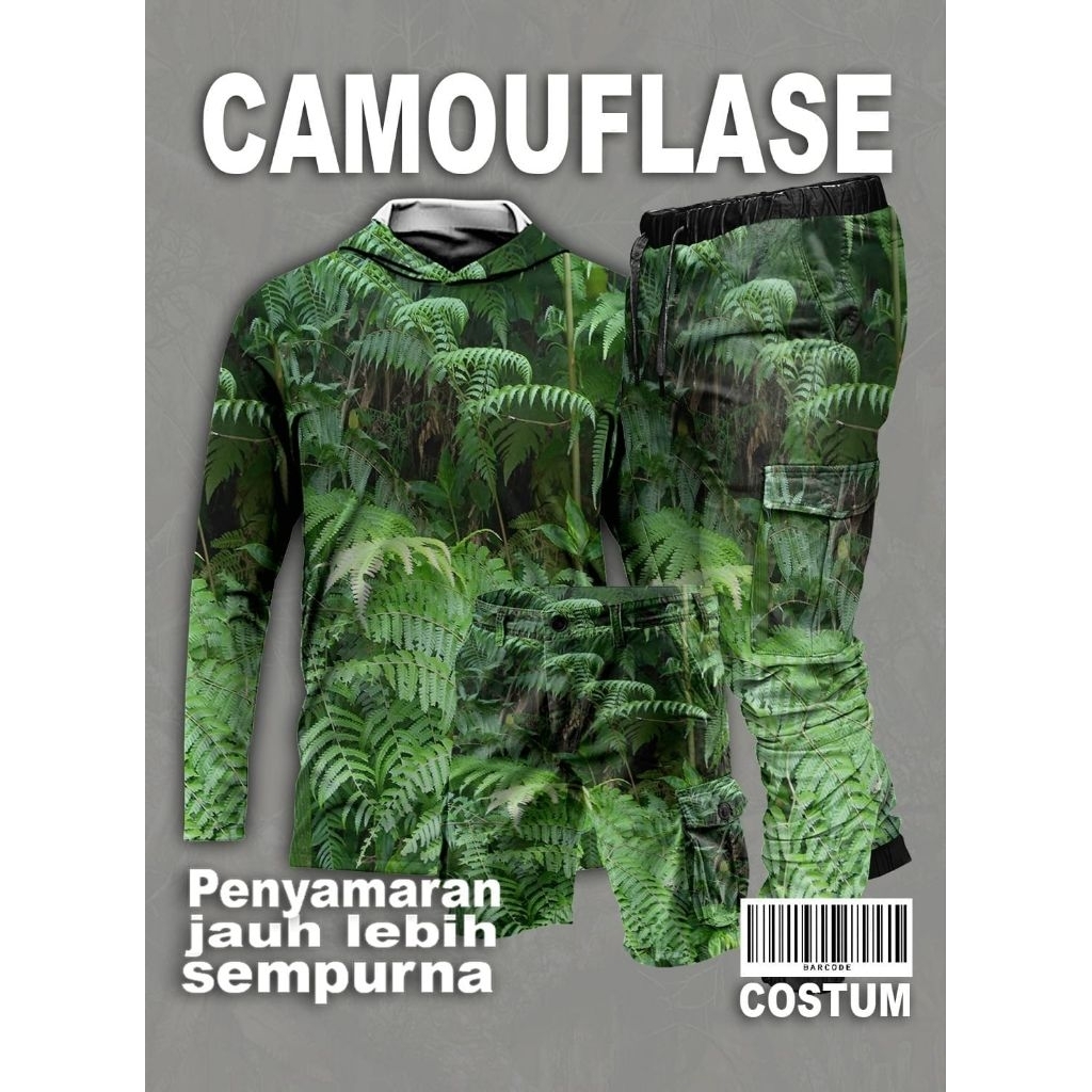 setelan camo/setelan baju berburu/set pakaian hunting/set camoflase/setelan berburu
