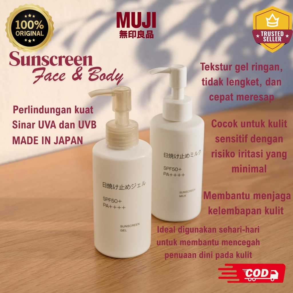 SUNSCREEN WAJAH & BADAN JEPANG MUJI SUNSCREEN GEL PR3LOVED ORIGINAL