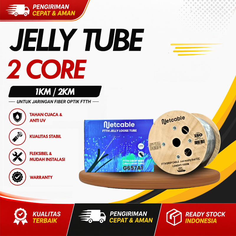 NETCABLE Kabel Fiber Optik Jelly Losse Tube 2 Core 3 Seling 1000 Meter