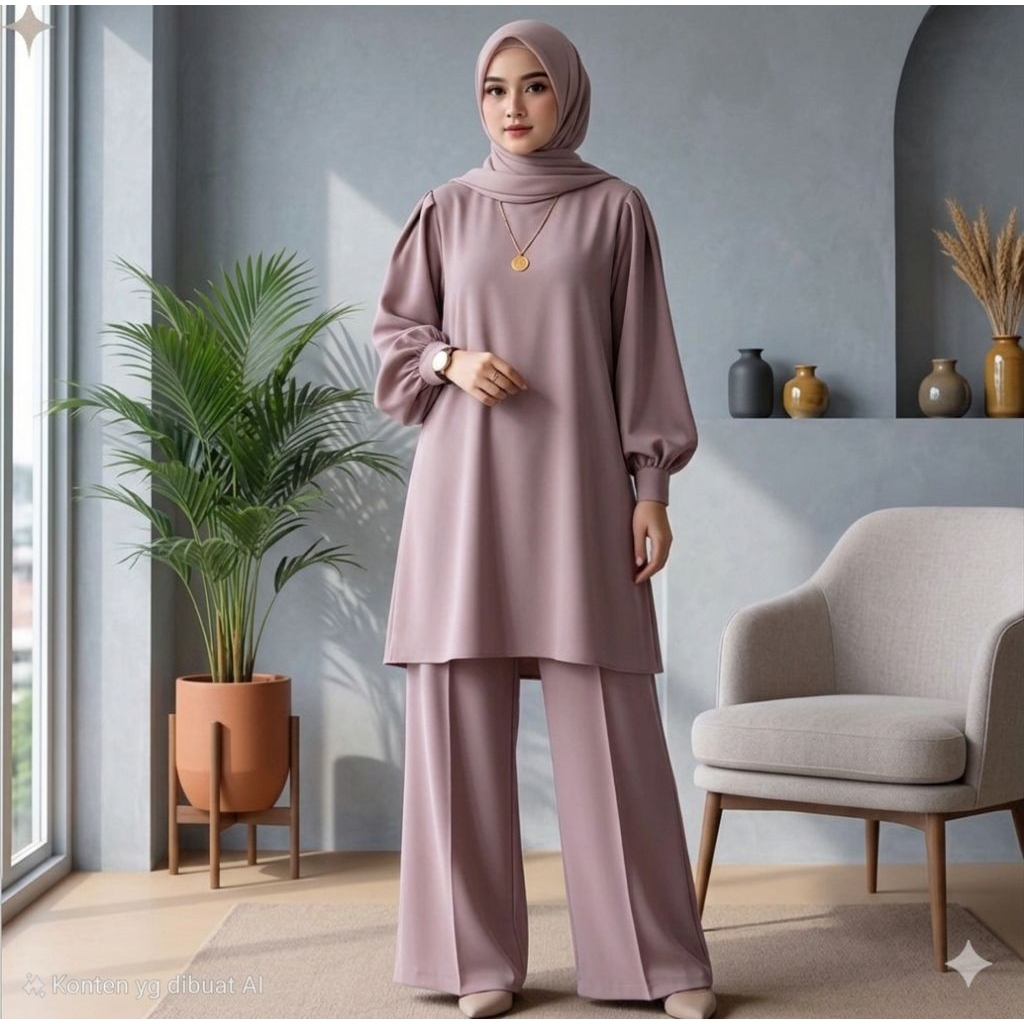 Katrina Oneset Rayon Twill Tunik Kulot