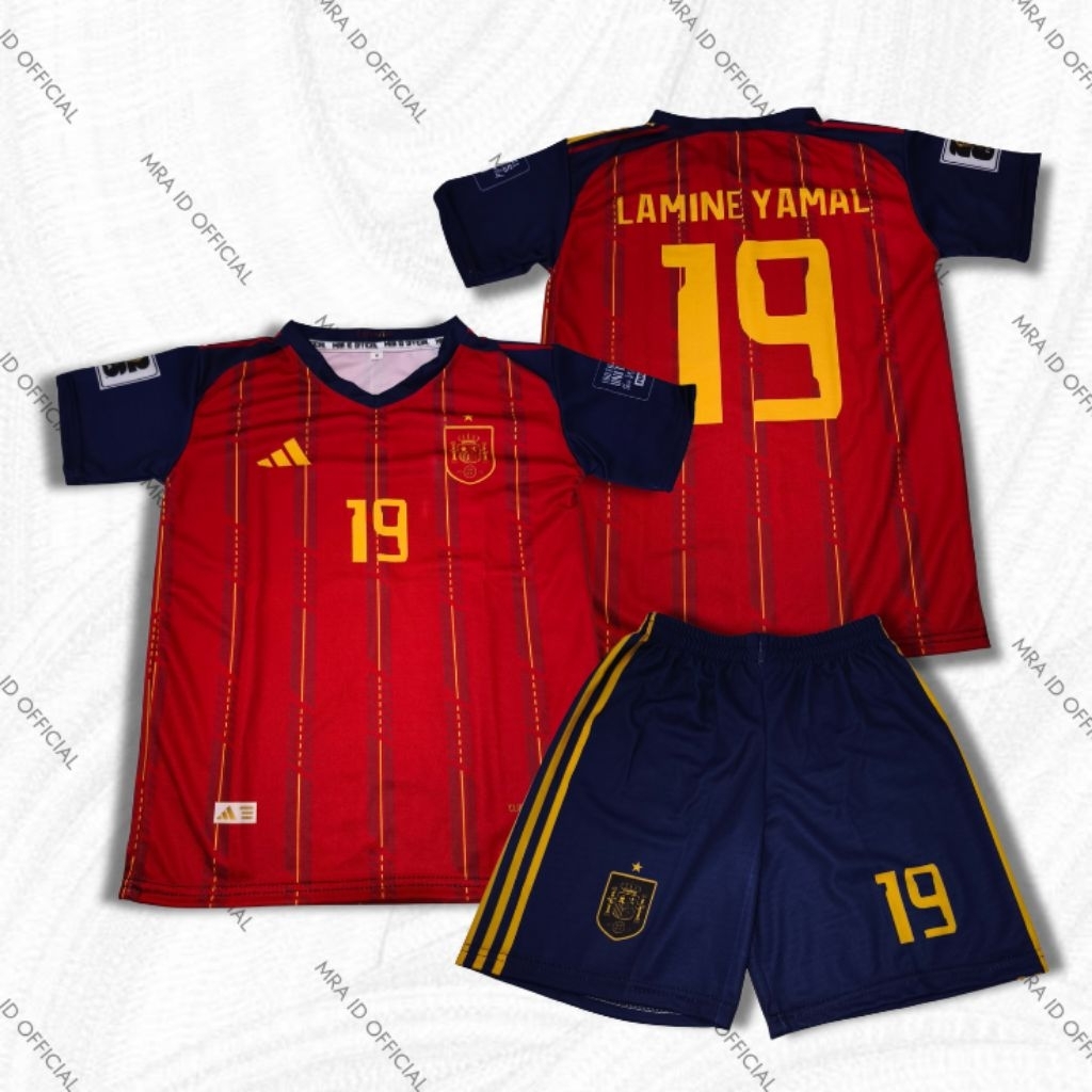 Setelan Kaos Bola Anak Spanyol Terbaru Jersey Bola Anak Full print
