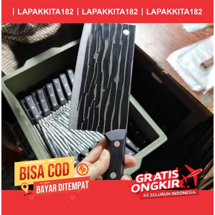 Chef Knife Golok Super Tajam Tebal Anti Karat Pisau Daging Baja Asli Stainless Steel
