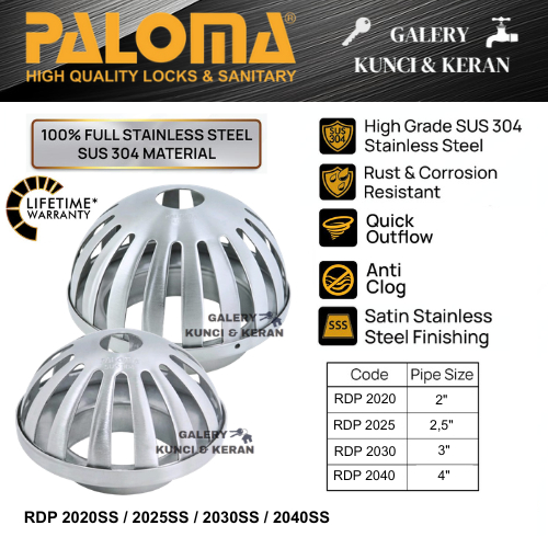 PALOMA RDP 2020SS RDP 2025SS RDP 2030SS RDP 2040SS Roof Drain Lantai Atap Talang Air Saringan Got