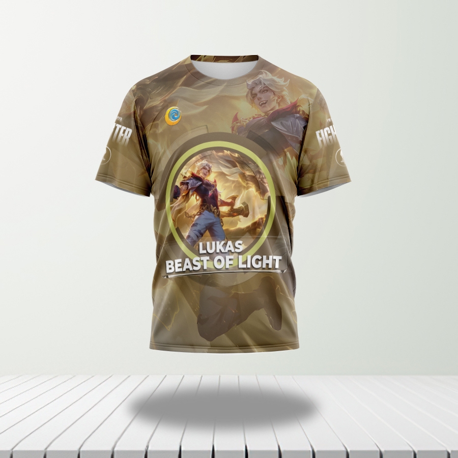 Baju Kaos Tshirt Dewasa Pria Wanita Karakter Game Hero ML LUCAS Full Printing Free Custom