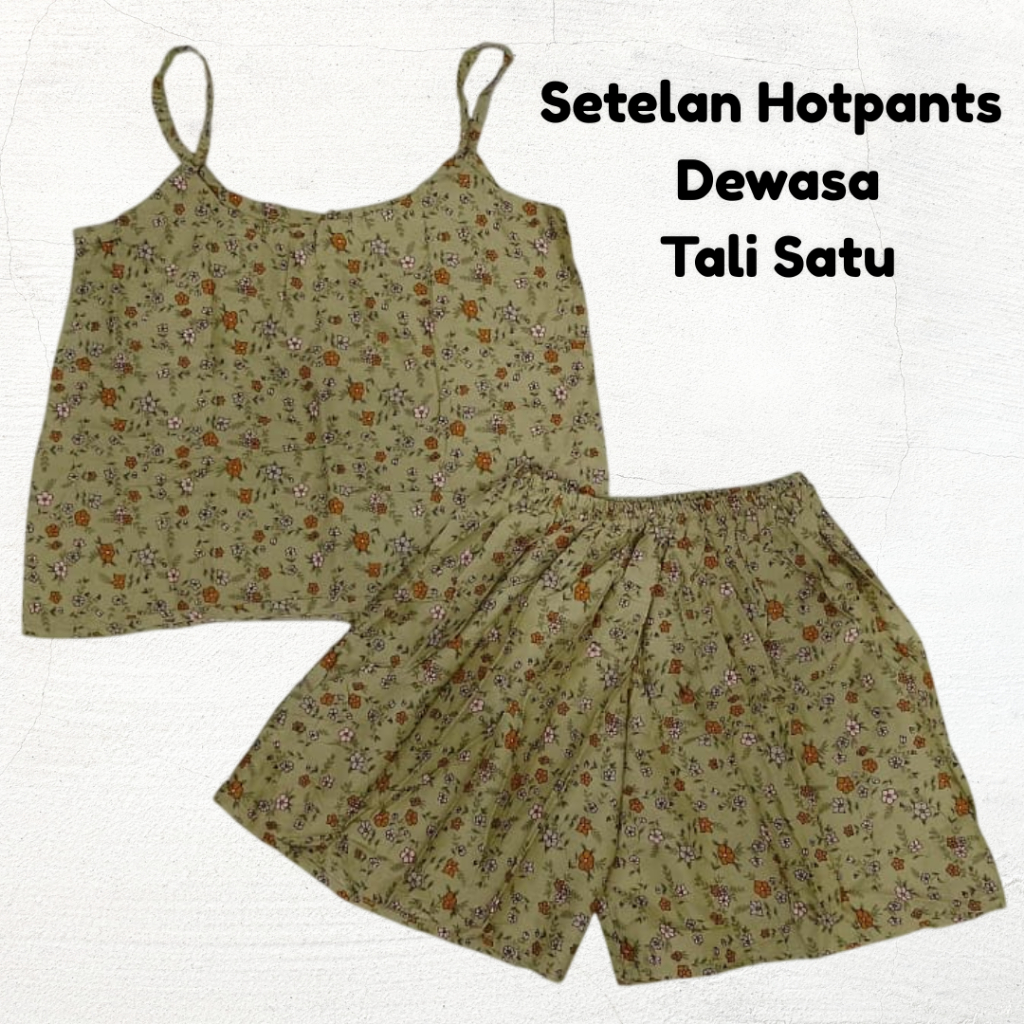 Setelan Cewek Tanktop Tali Satu Jumbo Bahan Rayon Premium Adem Nyaman Dipakai | One Set Pendek Wanit