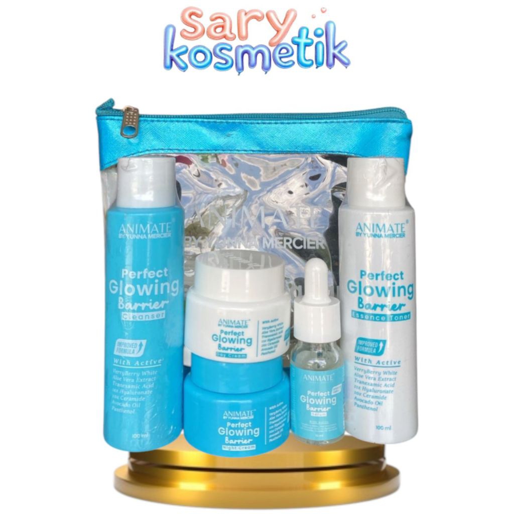 oi] [paket biru] ANIMATE perfect glowing barrier skincare 5in1 - perawatan wajah glowing