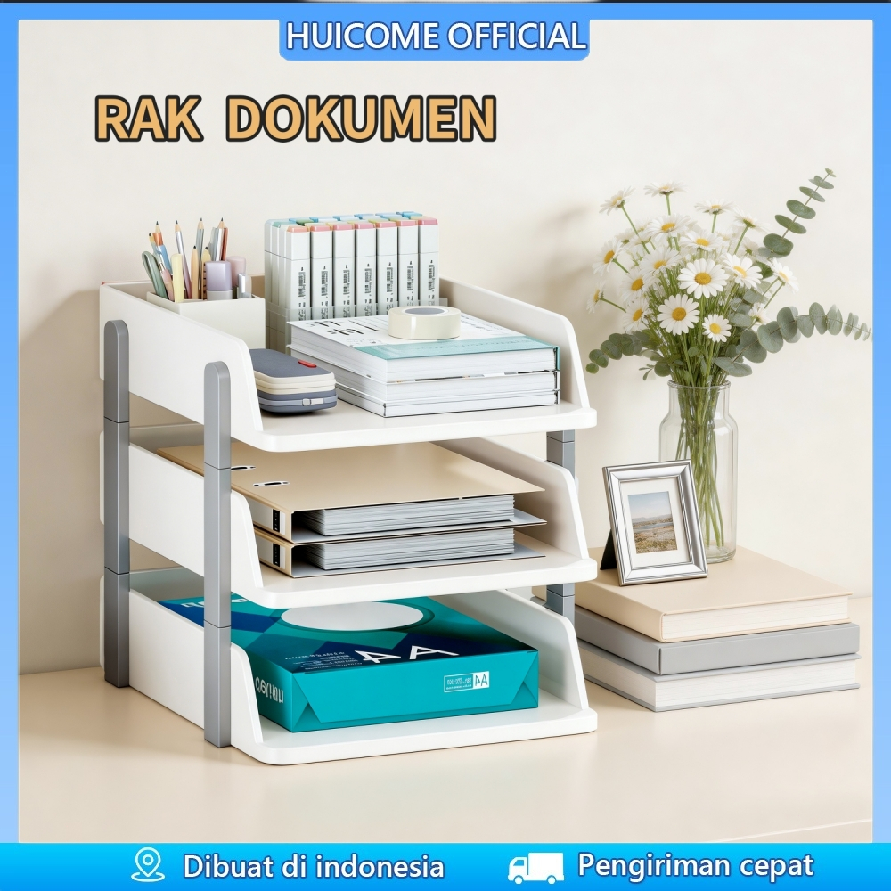 Huicome Rak Dokumen Meja Rak Susun Rak Dokumen Kertas File Sebaguna Rak Dokumen Meja Organizer Tempa