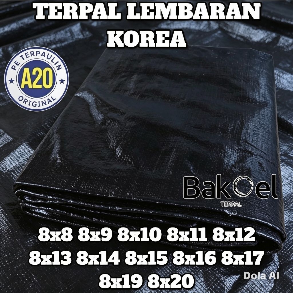 Terpal korea A20 warna biru silver,biru oren,hitam,putih,army army,army gold,hijau gold,hijau biru u