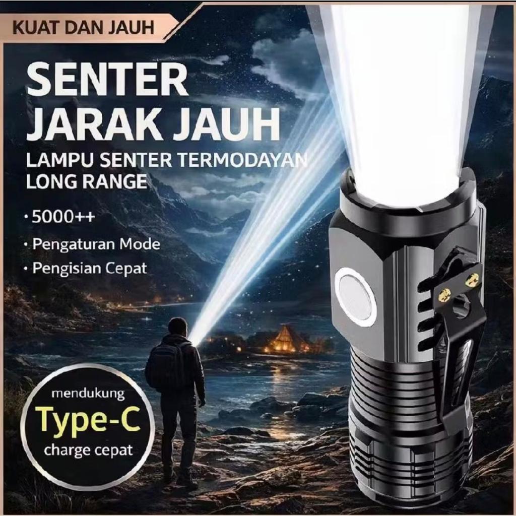 Senter Mini LED 3 Mata / Senter Mini Anti Air Super Terang / Senter Mini Rechargeable COD