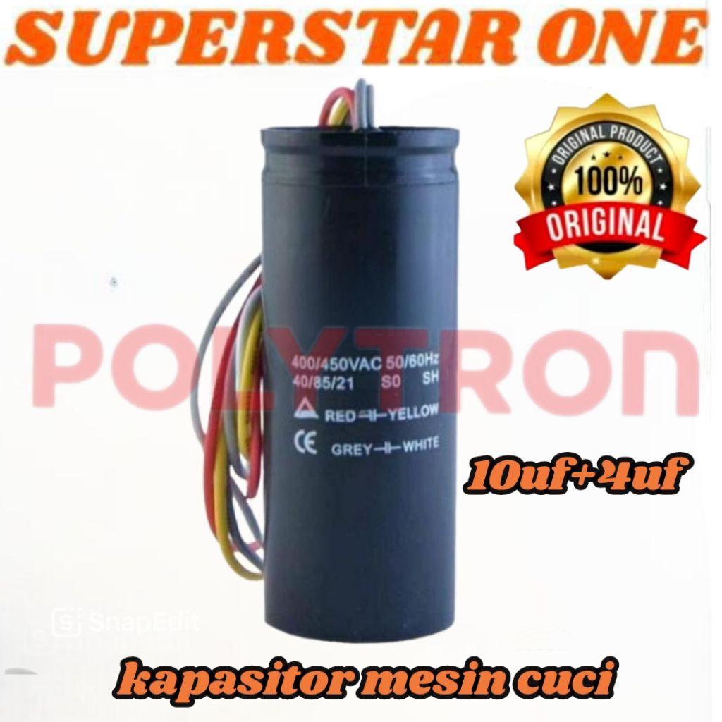 kapasitor mesin cuci polytron 10uf+4uf/kapasitor mesin cuci 10uf + 4uf