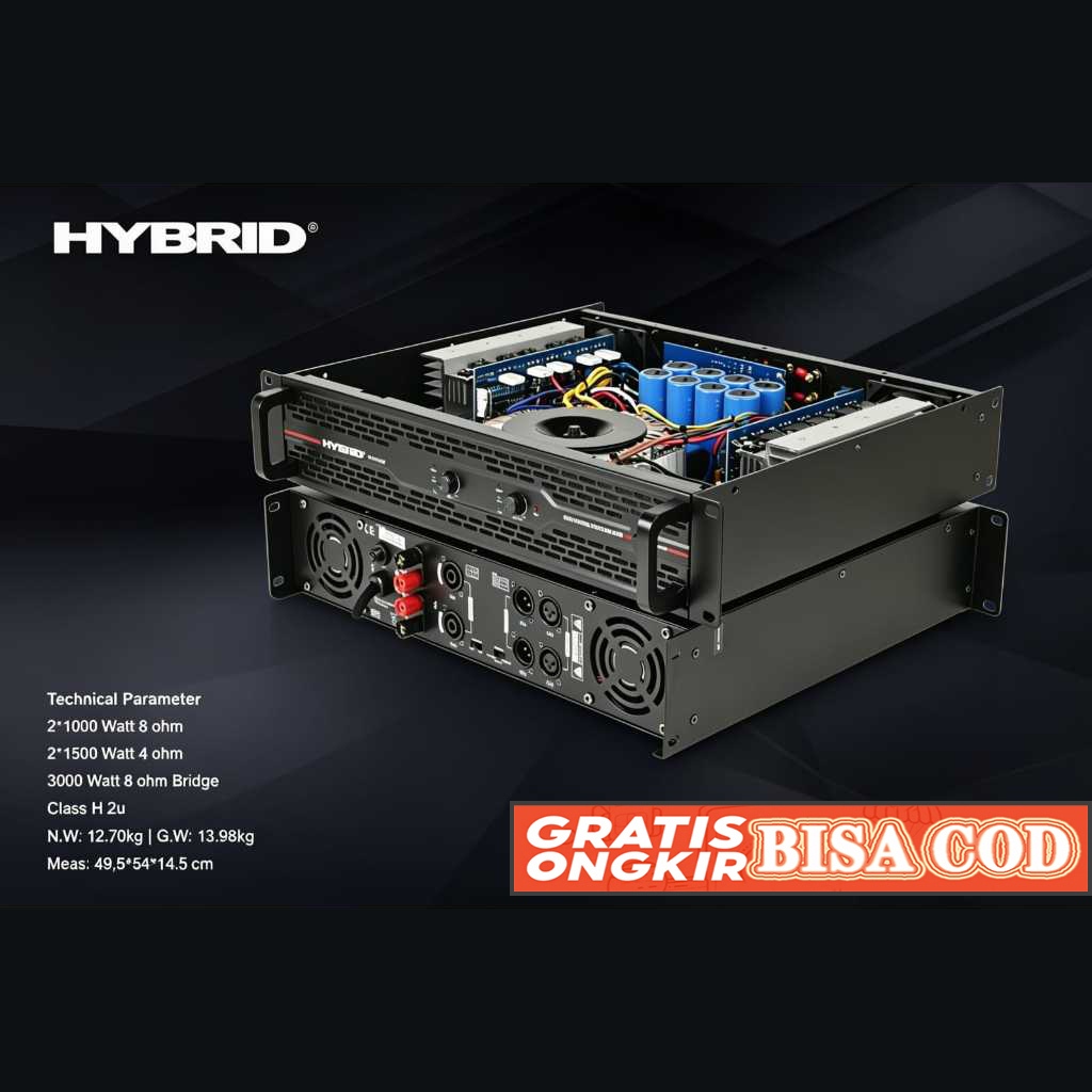 POWER AMPLIFIER HYBRID PA21000 PA 21000 2X1000 WATT MJ-GOOD